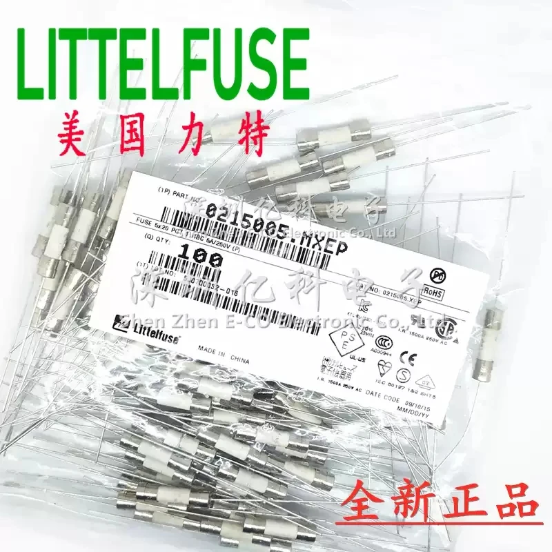 0215005. MXEP Lite 5 * 20 slow melting ceramic fuse tube T5AH250VP 5A A 250V with pins