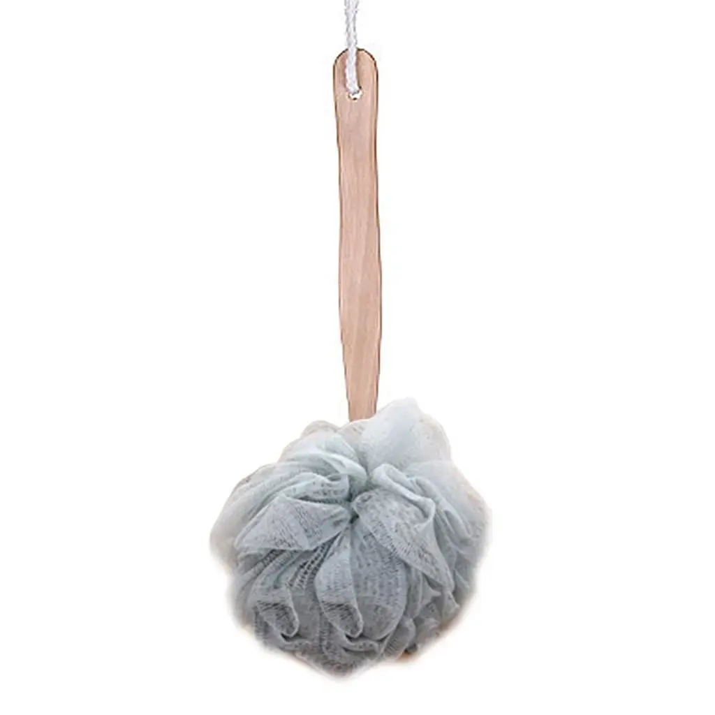 Wooden Long Handle Bath Brush Soft Mesh Back Scrubber Shower Body Cleaner Sponges Brushe Bathing Ball