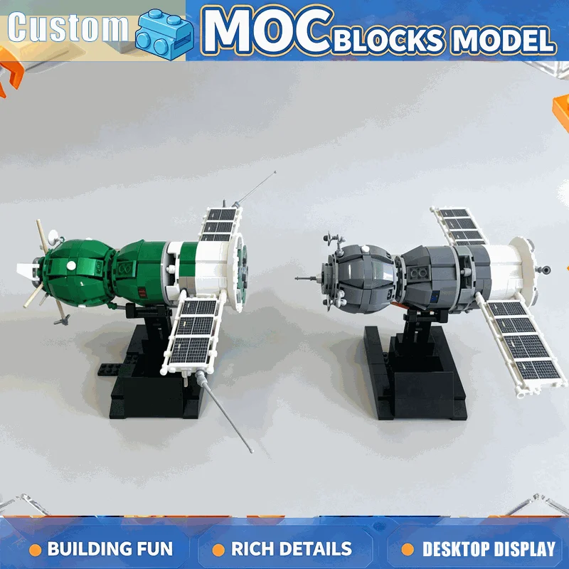 Twin Solar Panel Spacecraft Satellite Model Building Blocks MOC Creative DIY Assembly Educational Toy Outer Space Festival Gift