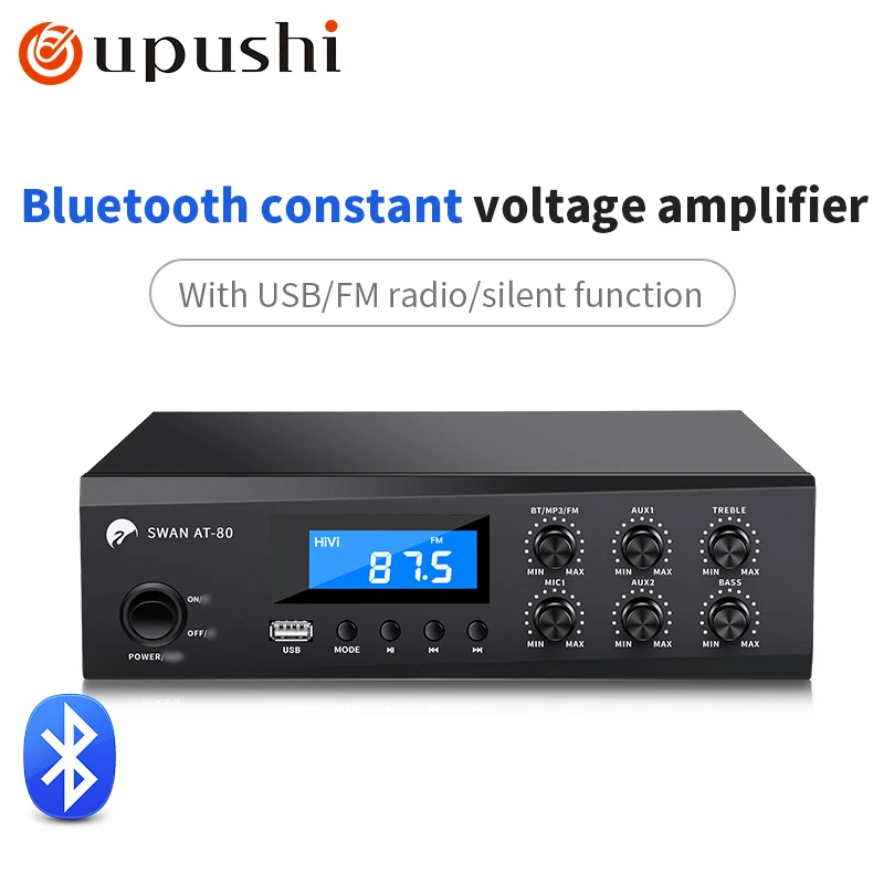 Oupushi AT-80 Bluetooth amplifier with constant voltage HiF small high-power home broadcast sound system