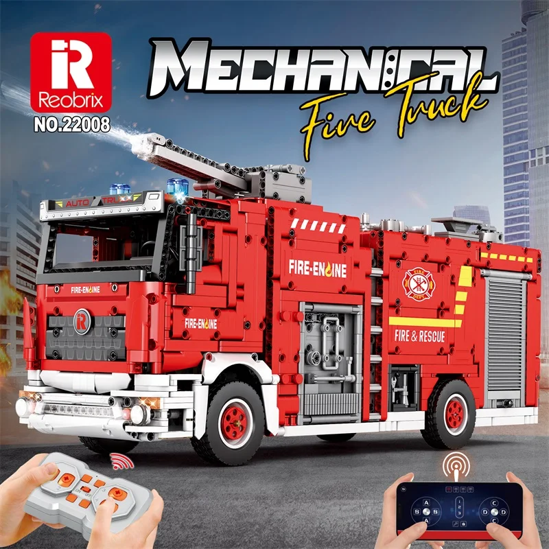 2692-teiliger Stadt-Wasserstrahl-Feuerwehrwagen Baukasten MOC-Modell RC Technisches Auto Rettungsfahrzeug Bausteine Lernspielzeug Urlaubsgeschenke