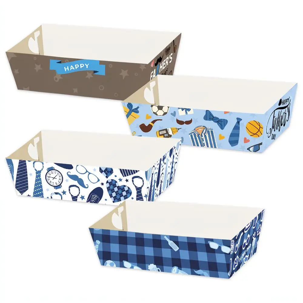 Fathers Day Celebration Paper Snack Tray Decorative Food Container Party Supplies Table Decor Home Gathering Kit