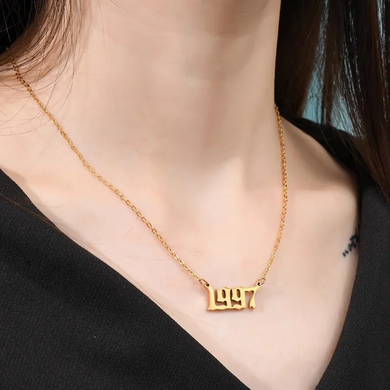 

Custom Number Letter Necklace DIY Pendant Stainless Steel Jewelry Personlized Accessory Metal Charm for Women Men Birthday Gifts