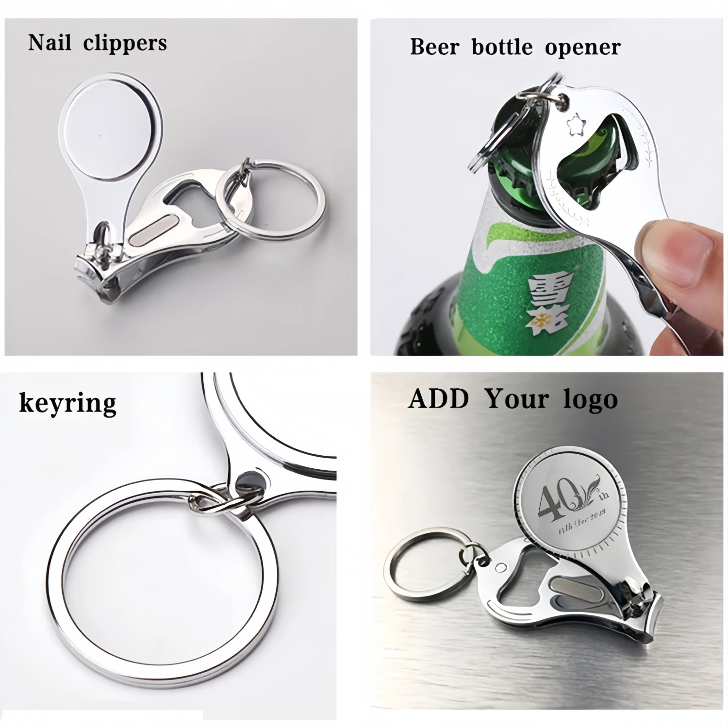 Hochzeit/Geburtstag/Taufe/Erstkommunion/Jahrestag Multifunktionaler Bieröffner Schlüsselanhänger Nagelknipser Personalisiertes Gravur-Geschenk – Detail 4