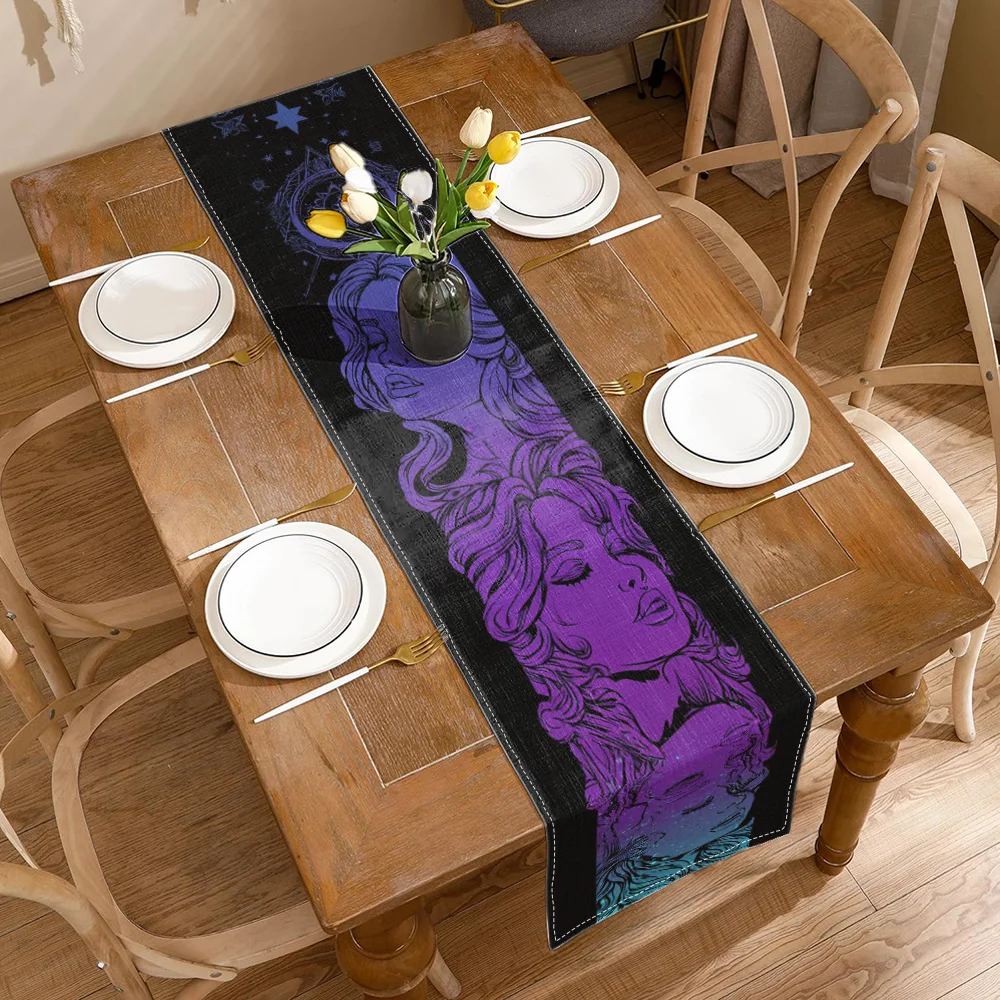 1 Piece Roman Constellation Table Runner - Purple Constellation Chart Table Runner, Suitable for Farmhouse, Indoor, Kitchen, Celebrations, Table Decoration, Restaurant and Banquet Decoration Supplies