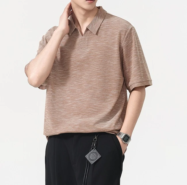 High-end Vintage Floral Tulle Texture Lapel Men's Short-sleeve 2026 Summer New Loose Breathable