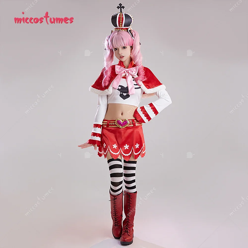 Micfigurinos Perona fantasia cosplay feminina, conjunto de saia e top, capa curta, Natal