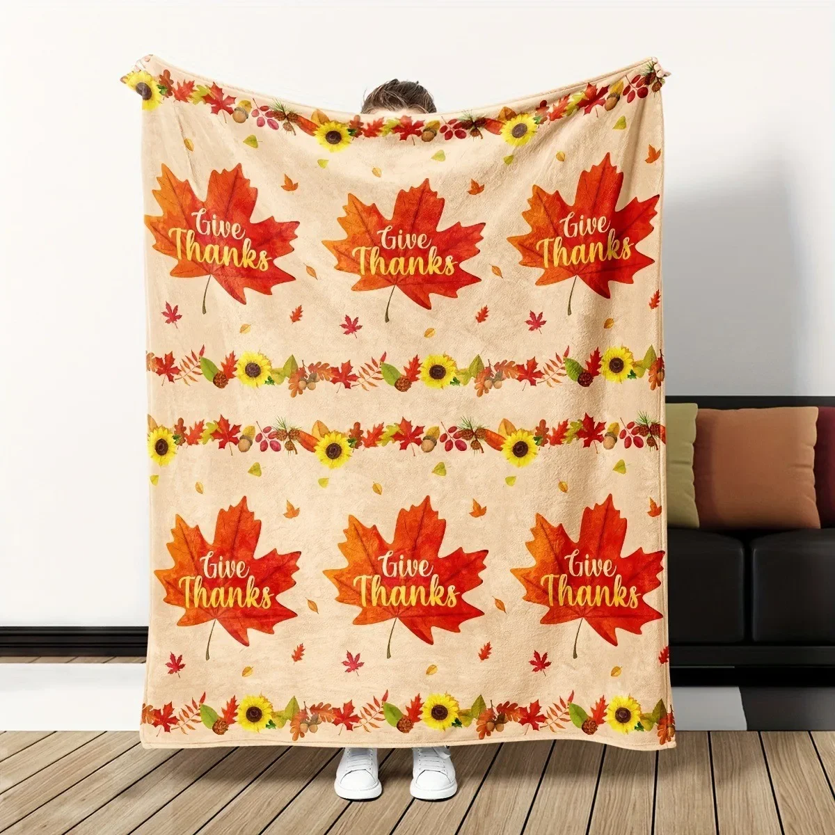 Classic Autumn Blanket Vintage Pumpkin Maple Leaf Berry Pattern Cozy Throw For Luxury Living Room Sofa Bed Couch Home Decoration