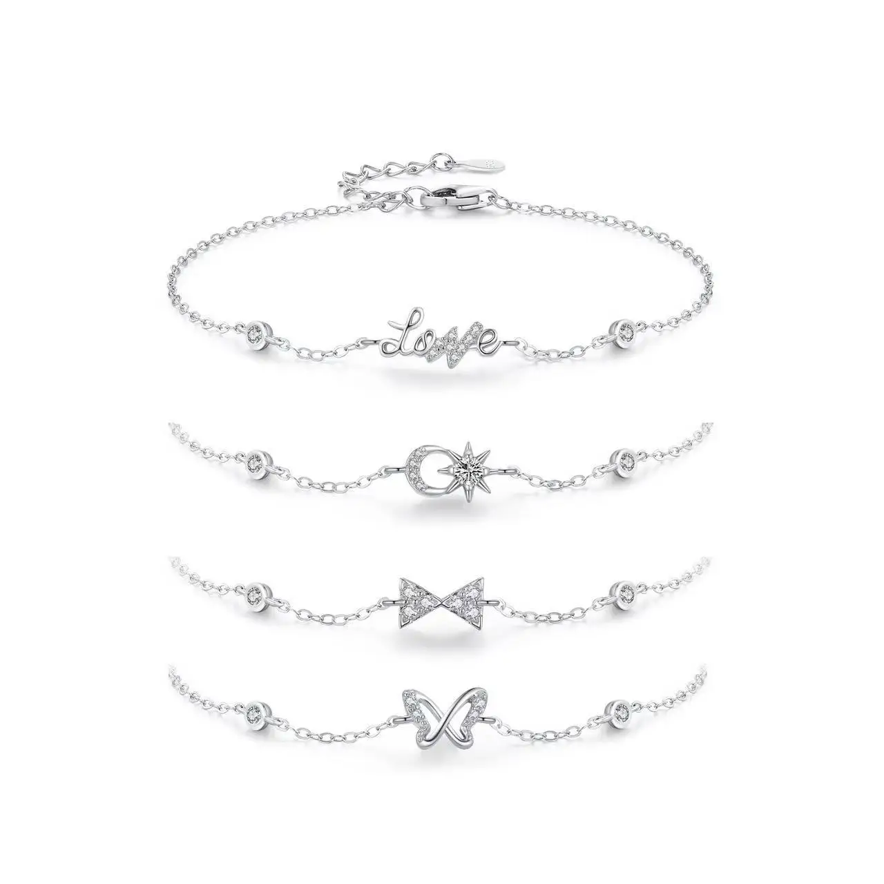 

S925 sterling silver letter LOVE butterfly small pattern bracelet for women, niche, romantic, sweet, high-end gift