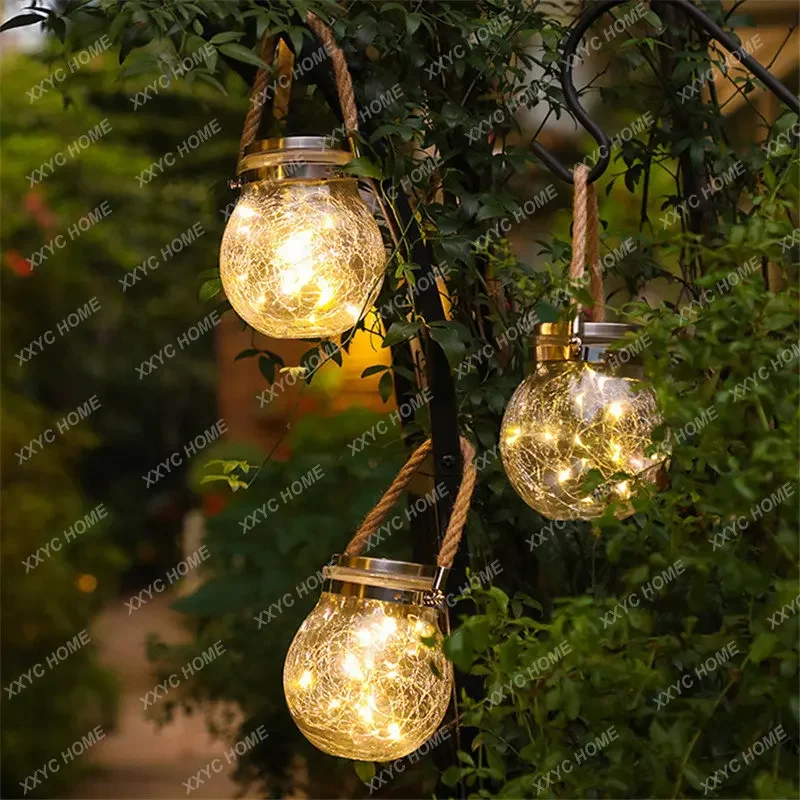 Solar Hanging Lamp Landscape Ambience Light Outdoor Courtyard Decorative Ball Glass Lamp Tree Lights