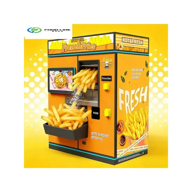 Customize Smart French Fries Vending Machine with Hot Air 22-inch Touch Screen 500W Power 20-150 Pcs Capacity for Snack