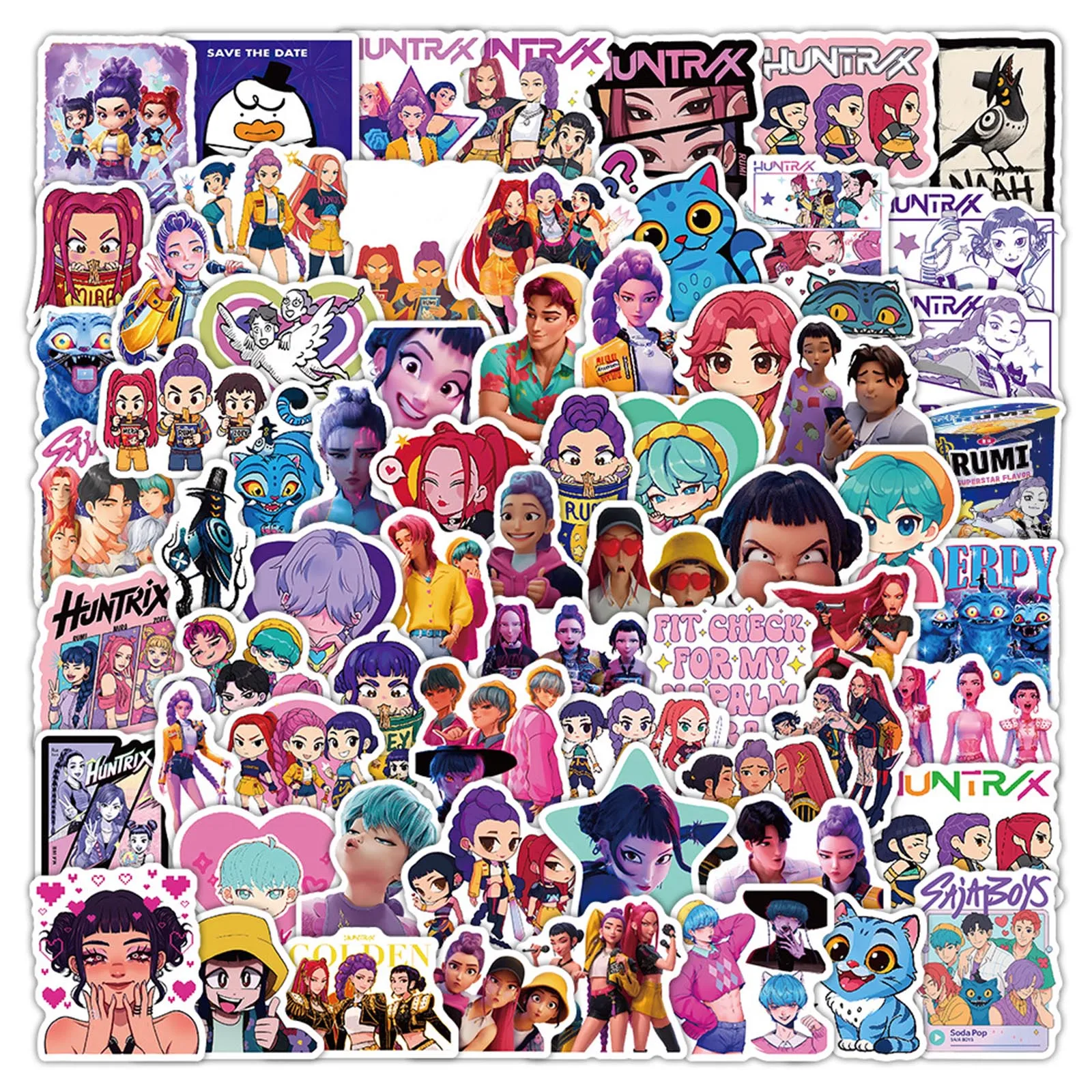 K-popハンターコープステッカーパック104枚フルセット防水ビニールデカールK-popアニメグラフィティDIYスクラップブッキングデコレーション用