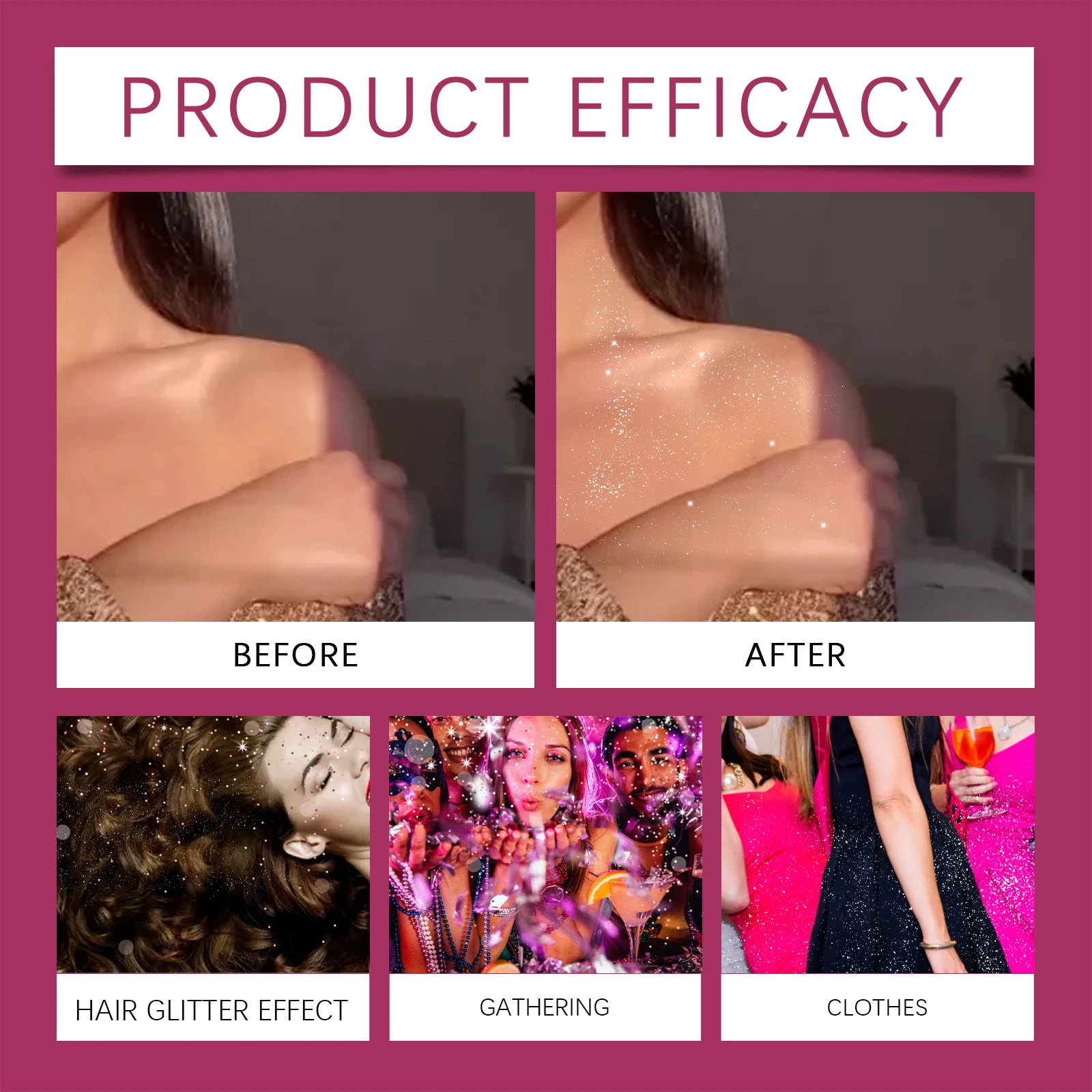 ステージメイクアップスプレー、ダンスフェスティバル、カーニバル、ヘア＆ボディグリッター、肌の輝きを高め、華やかな輝きを演出