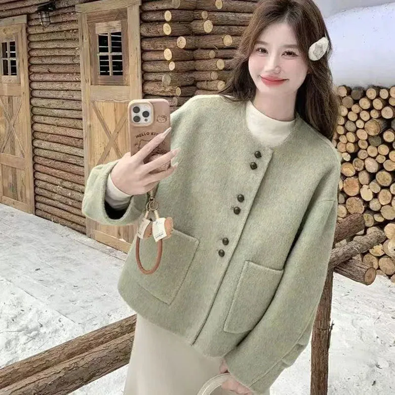 

women's clothing small fragrant coat double-sided slim Female clothing new Korean Jacket autumn winter 2026 woolen Overwear
