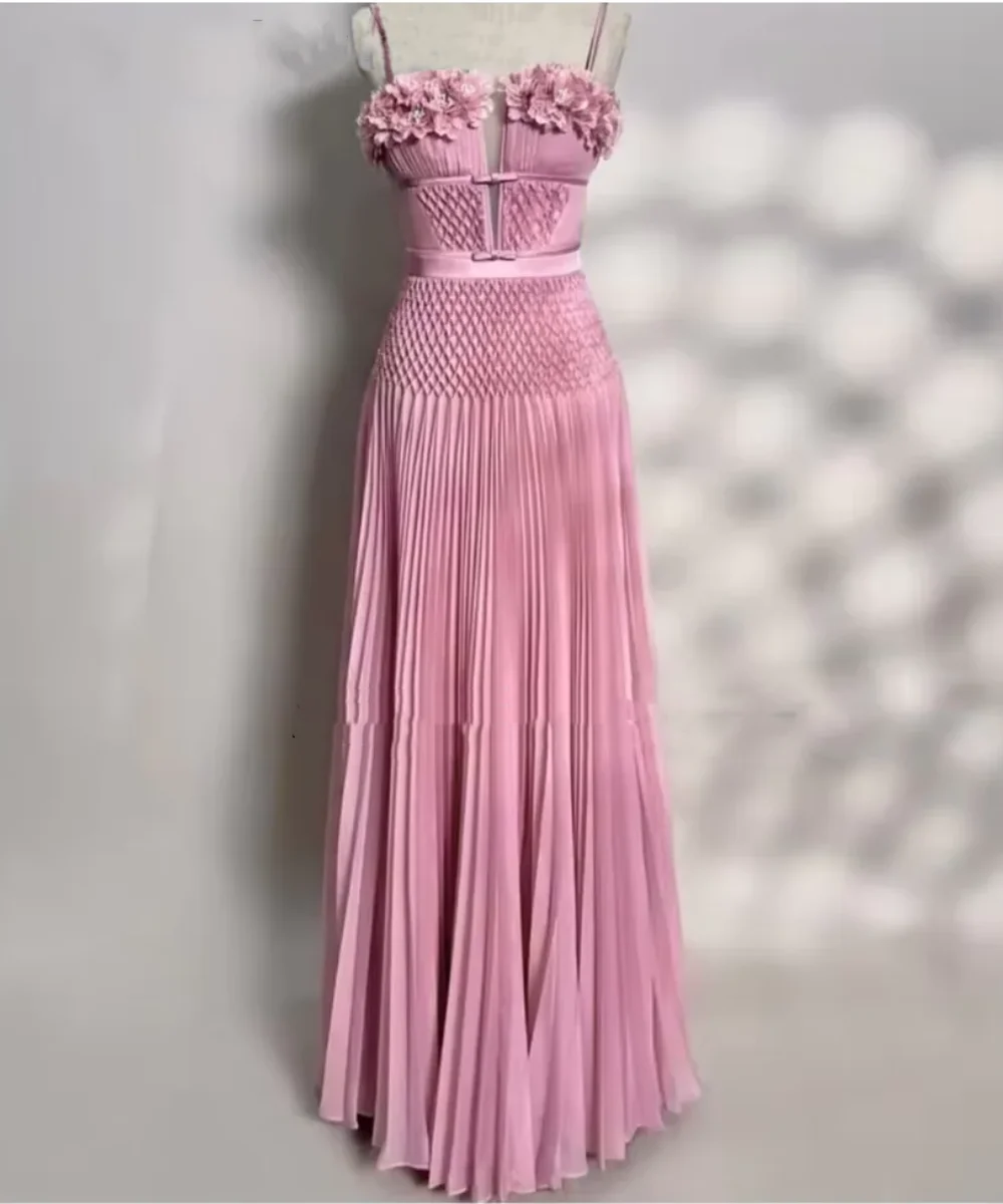 

Индивидуальные вечерние платья в современном стиле из шифона с цветочными складками, А-силуэт, квадратный вырез, длинные, на заказ, для особых случаев, класса люкс, пастельные оттенки