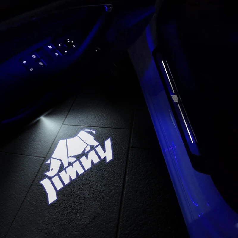 2Pcs LED Car Door Rhinoceros Rhino Emblem Light Welcome Lamp Wireless Projector For Jimny SUV 4X4 off-Road