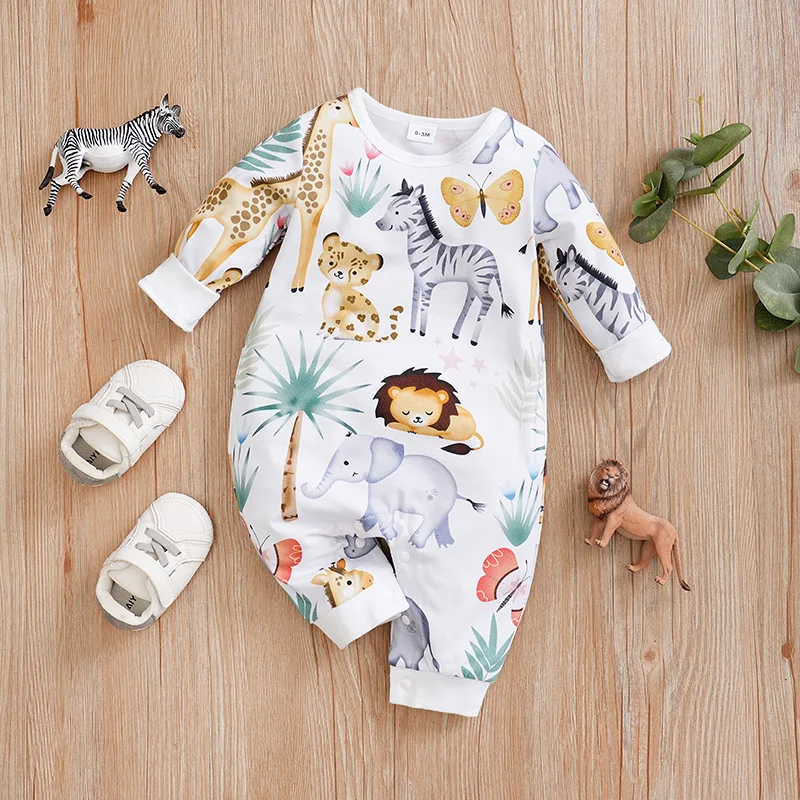 New Designer Clothing 100 cotton spring and fall long-sleeved baby onesies Black and white cows Short Sleeves Fashion
