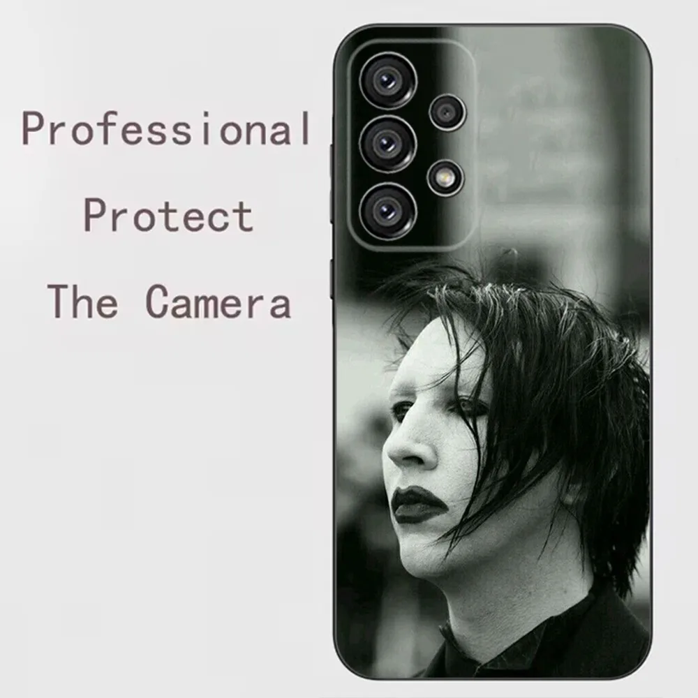Capa de telefone cantor m-marilyn manson para samsung galaxy a91, a80, a73, a72, a71, a53a52, a32, a31a22, a21s, a20, capa preta