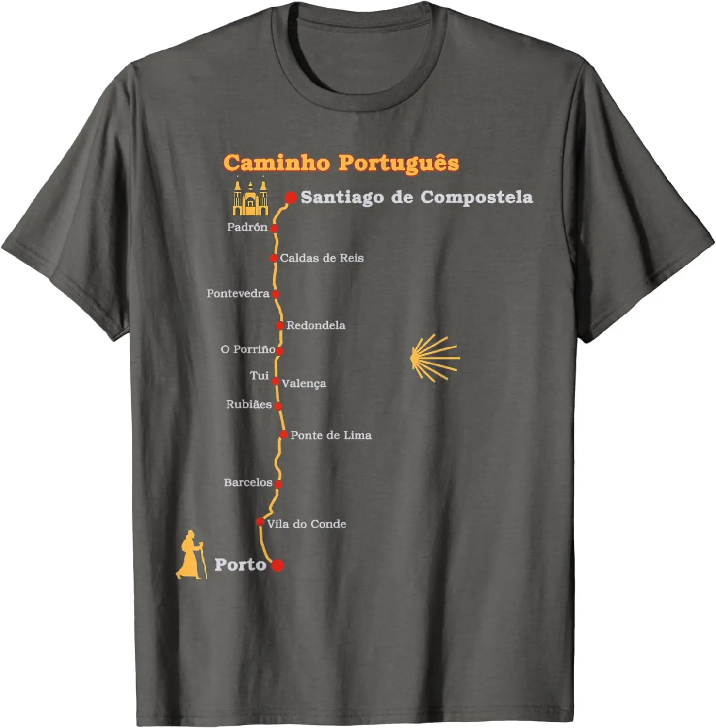 Route Caminho Português de Santiago Camino Portugues T-Shirt