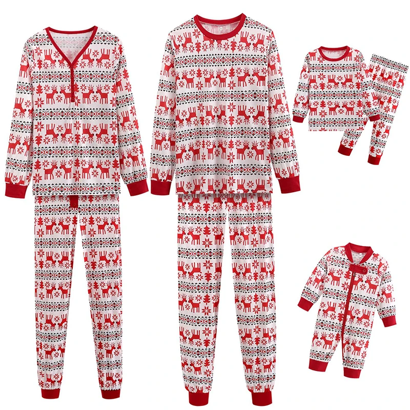 Winter Fashion Couples Christmas Family Matching Pajamas Set Family Look Winter 2022 New Year Mother Kids Christmas Pajamas