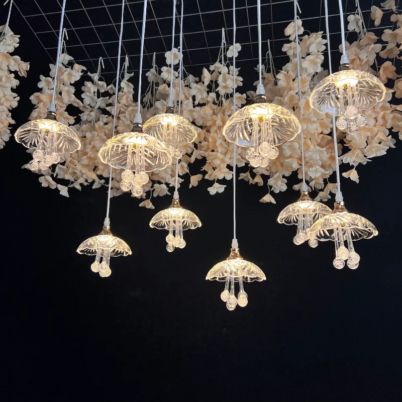 

Wedding decoration chandelier acrylic luminous jellyfish core light string pendant soft decoration festival atmosphere arrangeme