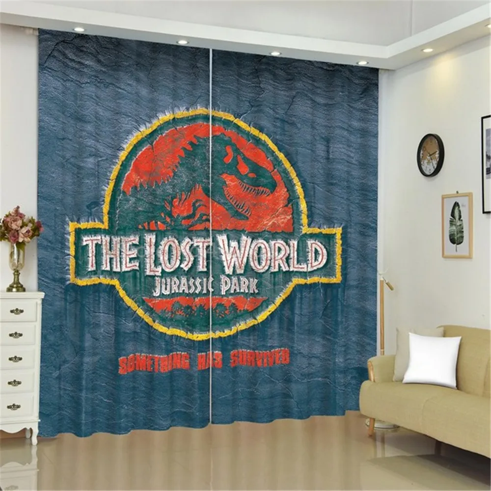 Jurassic Park Dinosaur Blackout Curtain for Kids Room Bedroom Curtain Cartoon Window Drapes for Boys Gift