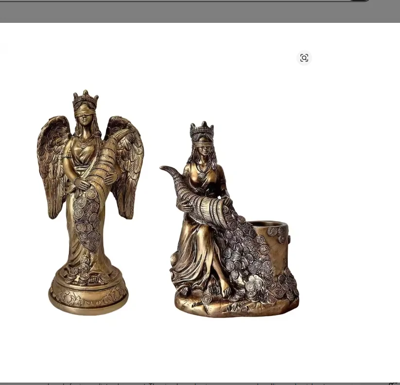 Goddess of Wealth Statue Goddess Lakshmi & Fortune Deity Sculpture Home Office Blessing Prosperity Decor Gift y742