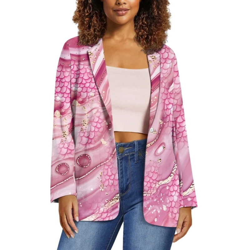 Noisydesigns Pink Colorful Printed Blazers For Women Elegant Stylish Spring Office Ladies Party Travel Long Sleeve Dropship