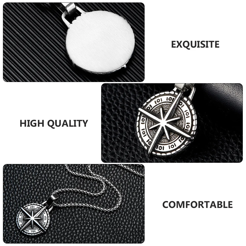 

1Pcs Compass Pendant Necklace Retro Punk Style Male Jewelry Neck Accessory Decorative Vintage Necklace Gift for Daily Wear Party