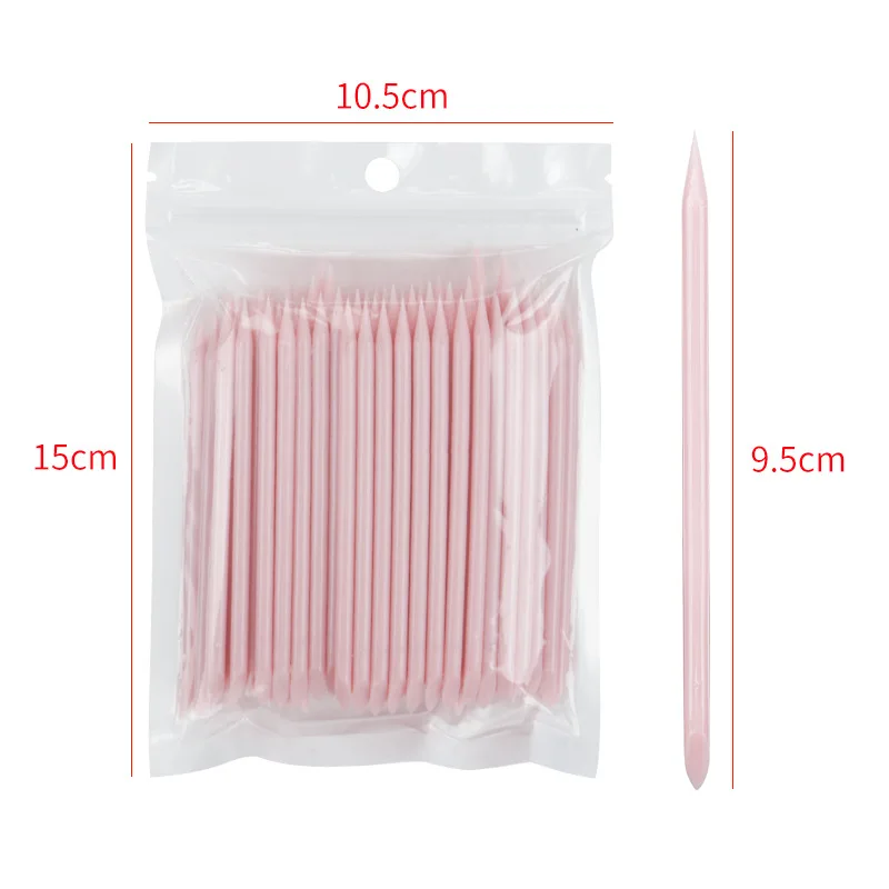 50/100 Stuks 9.5 Cm Nail Cuticle Pusher Manicure Remover Roze Plastic Stok Nail Art Design Gel Polish Tekening sticks Makeup Tools