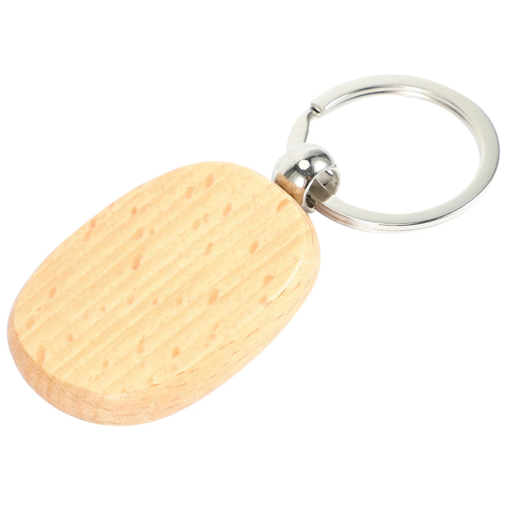 ABWR-40Pcs سلسلة مفاتيح خشبية فارغة DIY سلاسل المفاتيح الخشبية العلامات الرئيسية الهدايا البيضاوي الأصفر