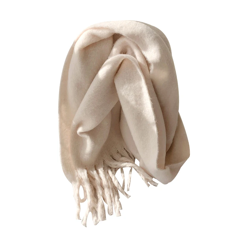 〔CC88〕230cm Solid Color Thickened and Extended Tassel Scarf for Women .Winter Korean style Trendy Versatile Shawl Scarf