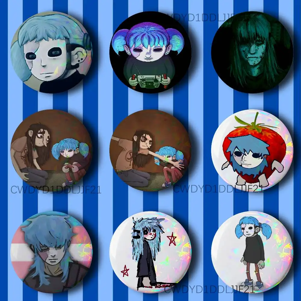 S-Sally Face Sal Badge Brooch Figure Lapel Pins Clothes Backpack Fashion Cute Collection Decoration Display