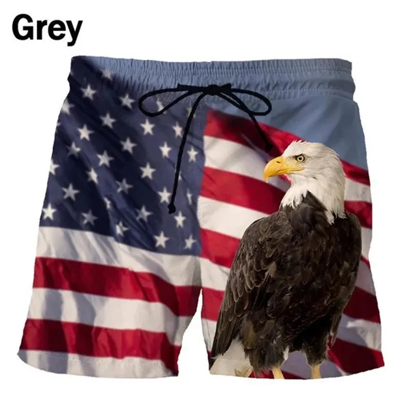 Pantalones cortos de playa con emblema de bandera de águila americana para hombre, 3D Bañador con estampado, bañadores de verano, Shorts de hielo, 2023