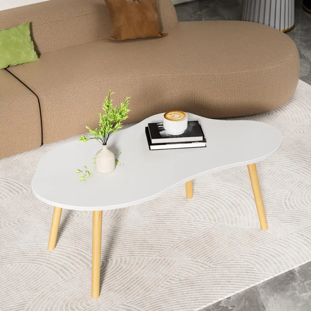 Mesa de centro pequena de 120 cm, mesa de chá moderna de meados do século, mesa de centro de exibição minimalista para centro de sala de estar com formato de nuvem (Whi