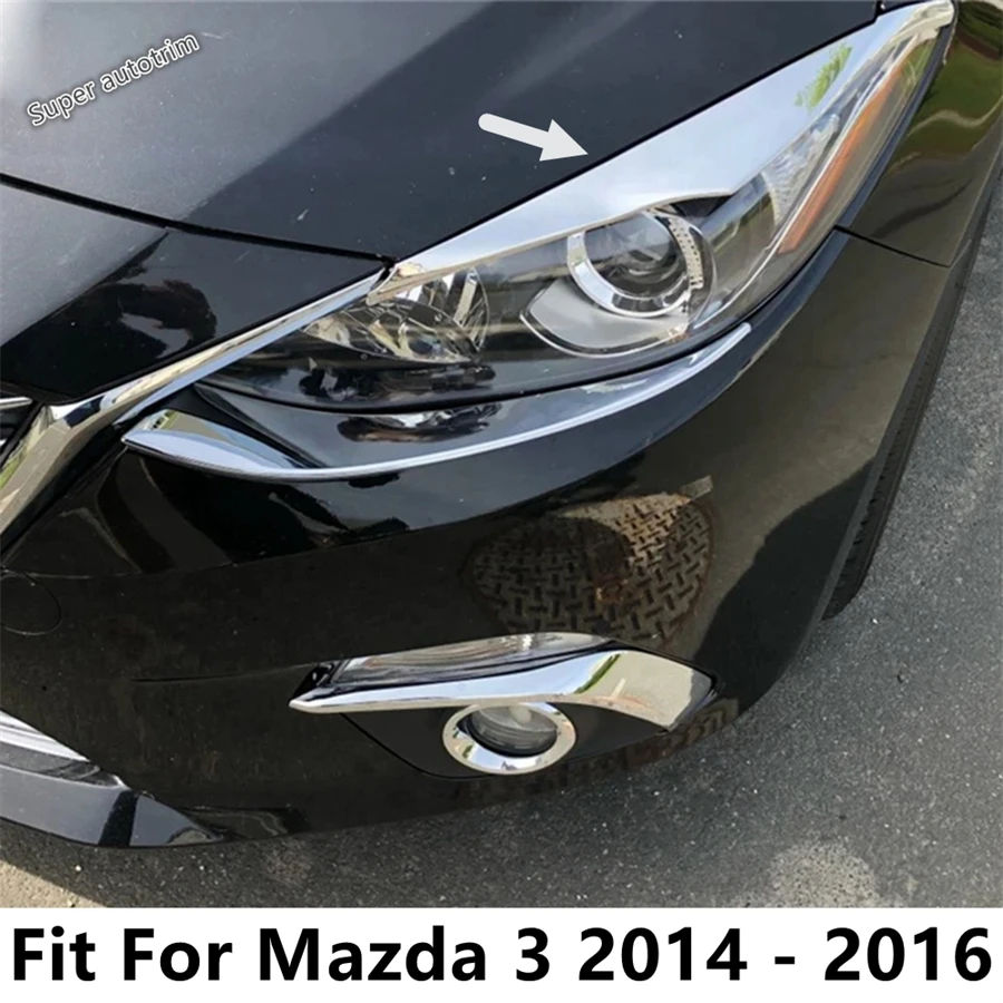 

Front Head Light Lamp Eyelid Eyebrow Strip Decoration Cover Trim ABS Accessories For Mazda 3 AXELA Hatchback Sedan 2014 - 2016