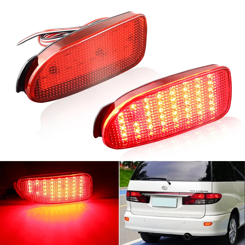 Car Rear Bumper LED Tail Brake Light Reflector Light Red Lens For Toyota Previa Estima 30 Series Car Replacement Accessories