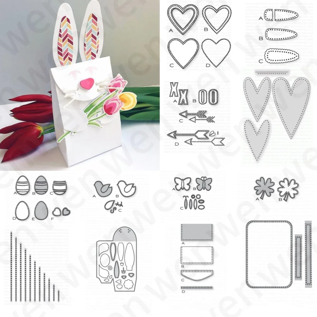 

Valentine's Day New Butterfly Hearts Egg Collection Metal Cutting Dies DIY Scrapbook Decoration Template Easter Day Spring 2025