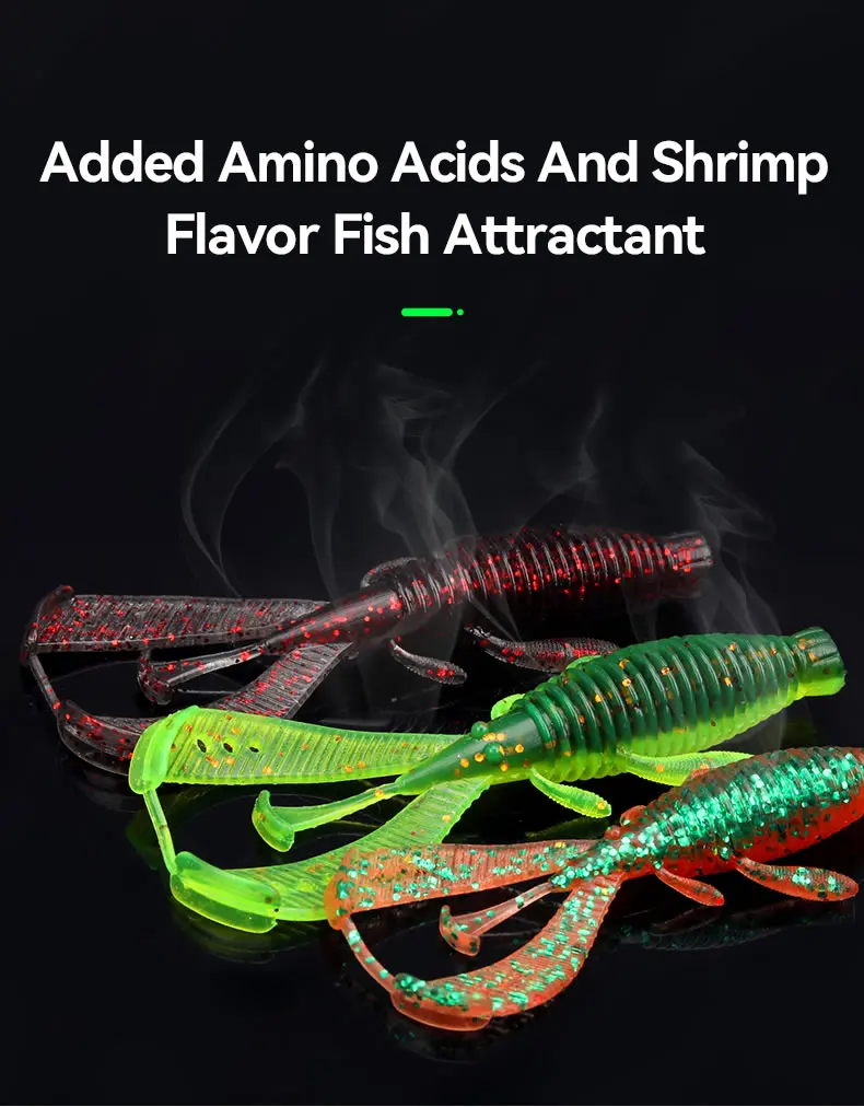 KINGDOM Soft Lure 63mm 76mm Floating Shrimp Bait TPE Lure Realistic Shrimp Worm Soft Bait for Bass Trout Saltwater Fishing