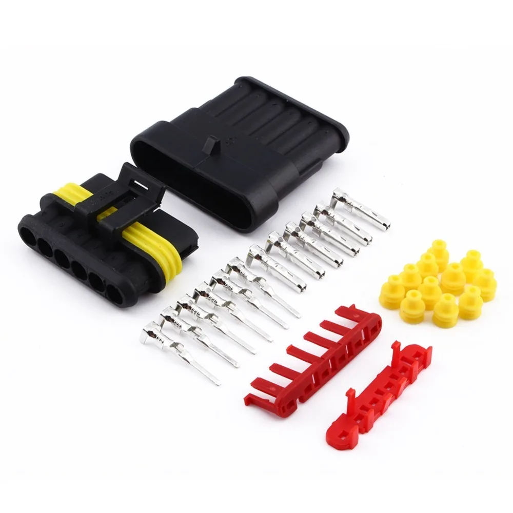 1-6 Way Options Waterproof Wire Connector Waterproof Black Plastic Housing Electrical Quick Disconnect Wire Size 1.5-2.5mm