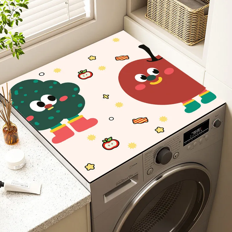 VIKAMA Black Cat & Cartoon Diatom Mud Washing Machine Mat, 6 Designs, Non-Slip Absorbent Cover