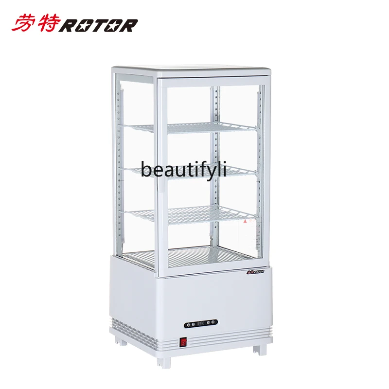Dessert refrigerated display cabinet, transparent glass on all sides beverage  fresh-keeping stall, small refrigerator