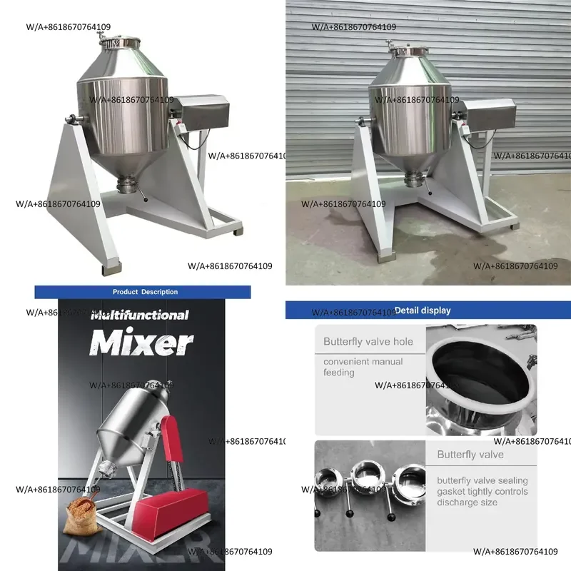 Stainless Steel Foundation-free Hzs180 Drum Mixer New 220V 60L Capacity for Feed Processing Industry