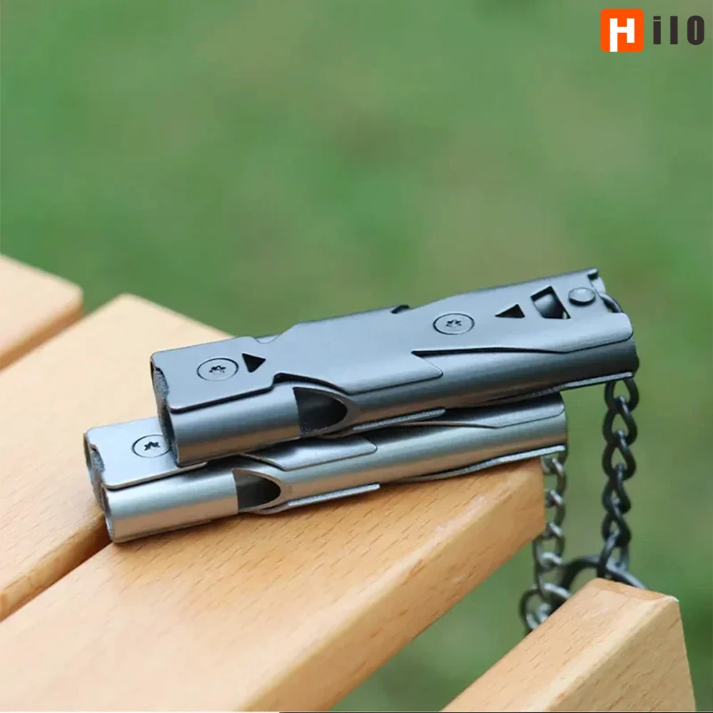 150DB Doppio Tubo Ad Alta Frequenza Ad Alta Sopravvivenza Fischio Decibel Acciaio Esterno Metallo Salvataggio Survie Accessori Trekking Strumento di Viaggio