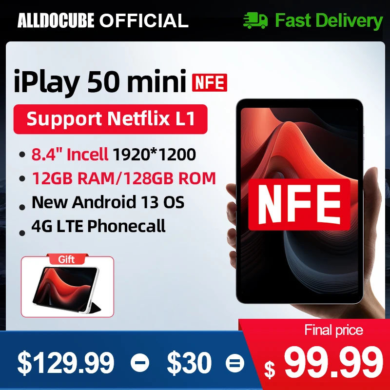 Alldocube iPlay50 미니 태블릿, 8.4 인치, 타이거 T606, 안드로이드 13, 넷플릭스 L1, 가상 메모리 8GB + 4GB RAM, 128GB ROM, 4G 듀얼 심 카드