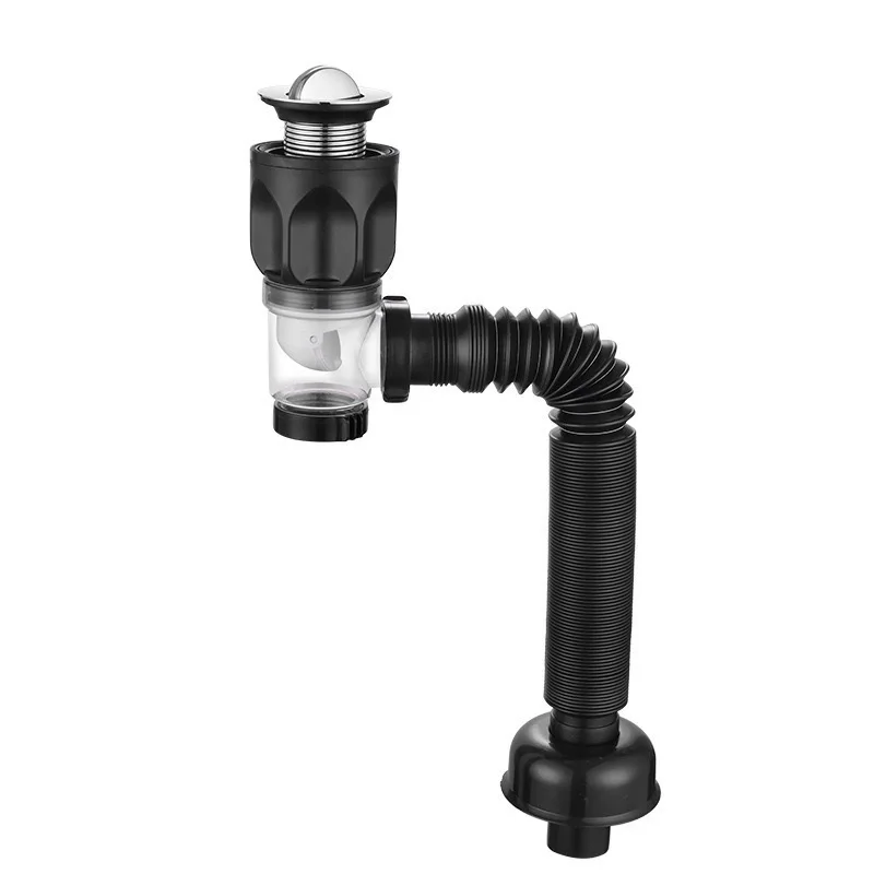 

Anti-odor stainless steel flip drain, sturdy leakproof pipe for kitchen sink and bathroom basin seasonal wall draining