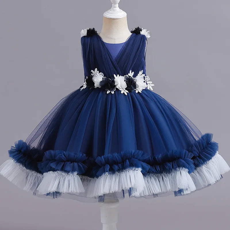 

Baby Girls Dress Tulle Birthday Party Elegant Dress Flower Embroidery Girls' Wedding Dress Flower Children's Princess Dress
