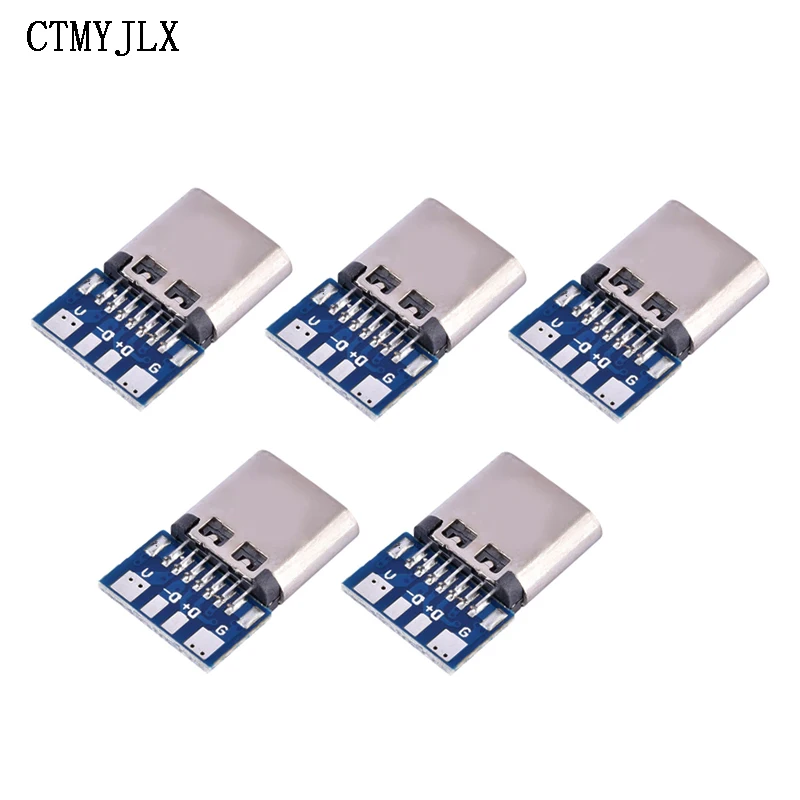 USB 3.1 Type C Connector 14 Pin Female Socket receptacle Through Holes PCB 180 Vertical Shield USB-C DIY Electronic Kit