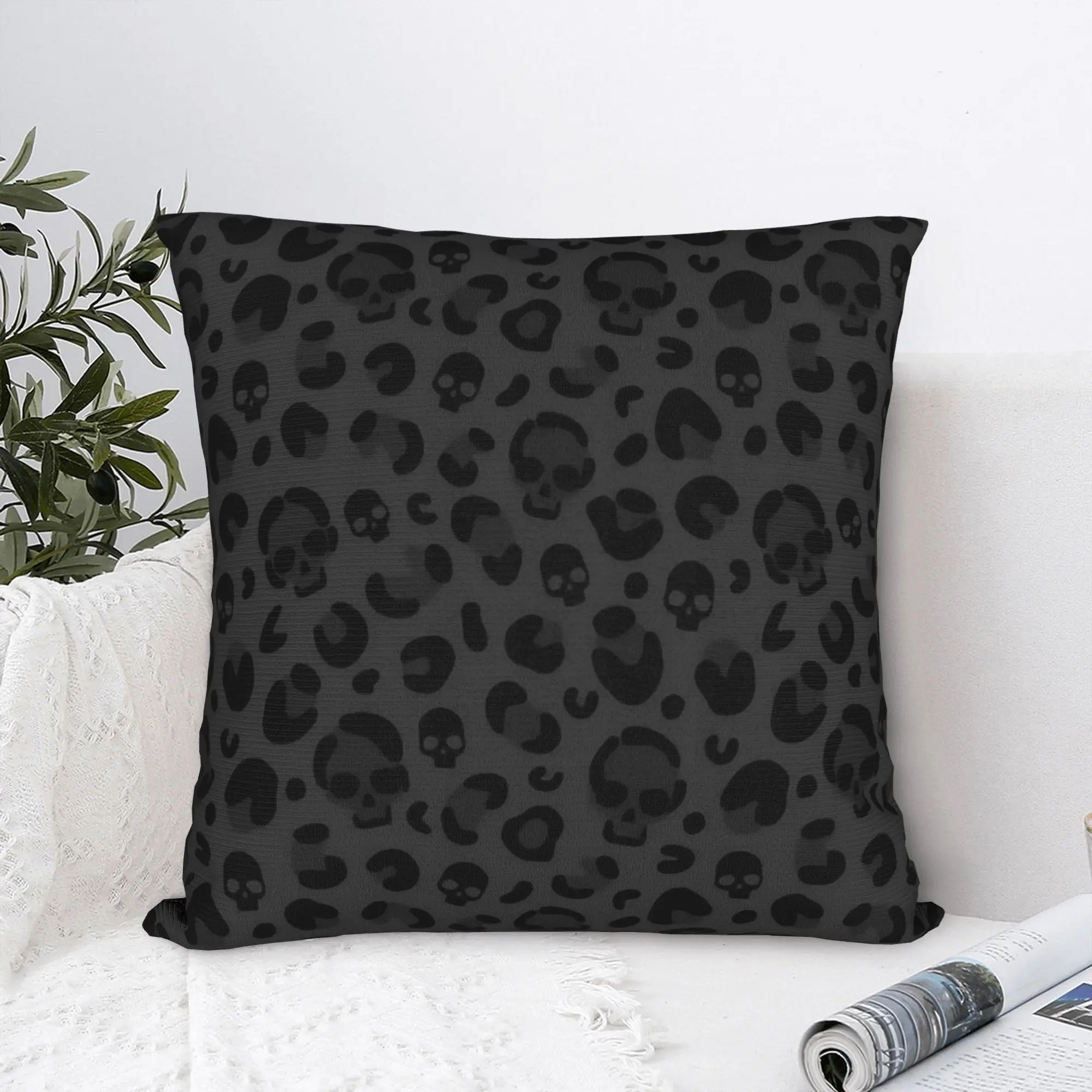 Leopard Skull Square Pillow Case Wild Animal Cushion Covers Awesome Zippered Decor Pillowcase for Seat 45*45cm