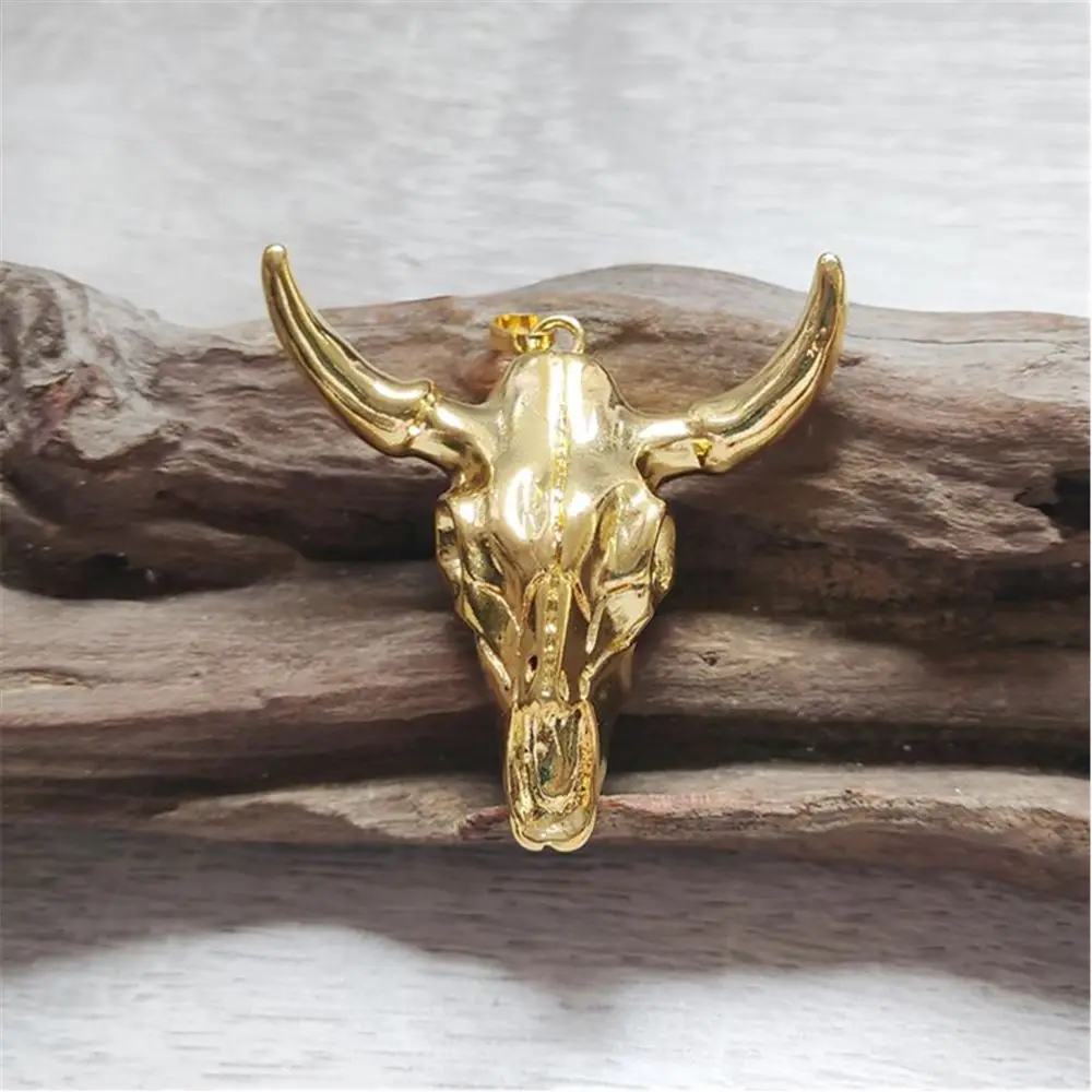 

FUWO 5Pcs Longhorn Cattle Skull Pendant,Exquisite Golden Plated Charm Vintage Jewelry Making Accessories DIY Craft Gift PD056